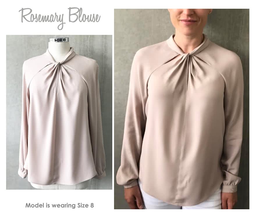 Rosemary Blouse Sewing Pattern By Style Arc - Elegant twist neck blouse with raglan sleeve