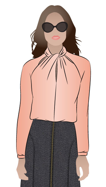 Rosemary Blouse By Style Arc - Elegant twist neck blouse with raglan sleeve