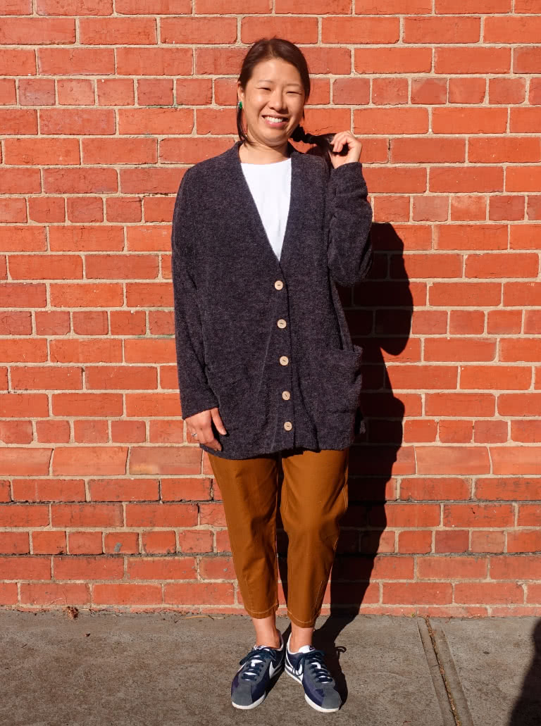 Sabel Boyfriend Cardi By Style Arc - Oversized knit square cardigan
