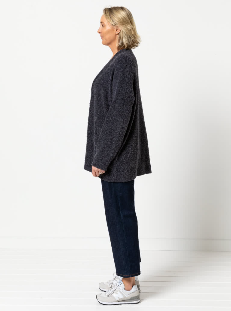 Sabel Boyfriend Cardi By Style Arc - Oversized knit square cardigan