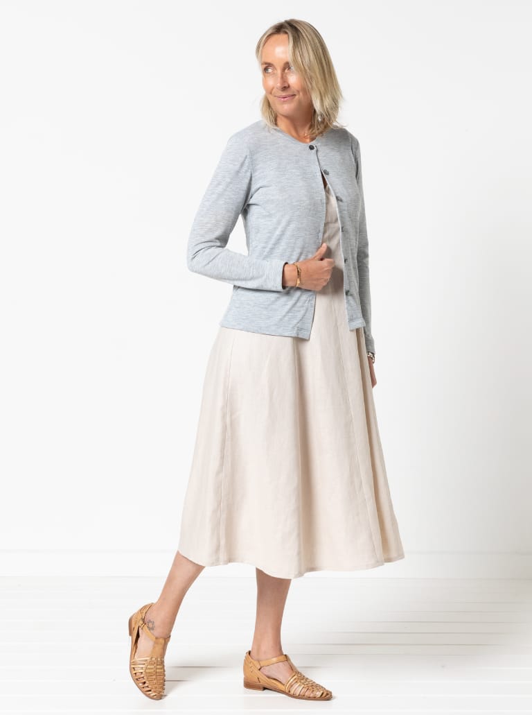 Sabrina Dress By Style Arc - Sleeveless dress with high waisted fitted bodice and gored skirt.