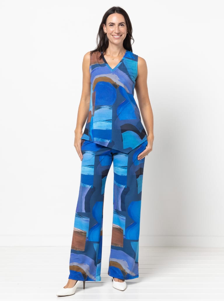 Sailor Sue Palazzo Pant By Style Arc - Simple pull-on, wide leg knit pant