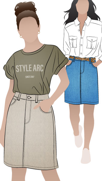 Sally Jean Skirt By Style Arc - Great knee length jean/denim skirt