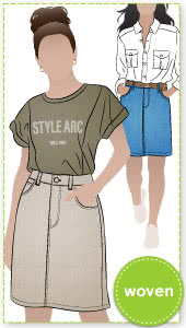 Sally Jean Skirt Sewing Pattern By Style Arc - Great knee length jean/denim skirt