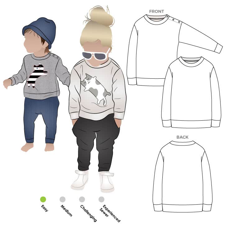 Sammi Sweatshirt By Style Arc - Basic unisex sweatshirt pattern for children