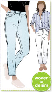 Sandra Narrow Leg Jean Sewing Pattern By Style Arc - Fashionable narrow leg woven jean