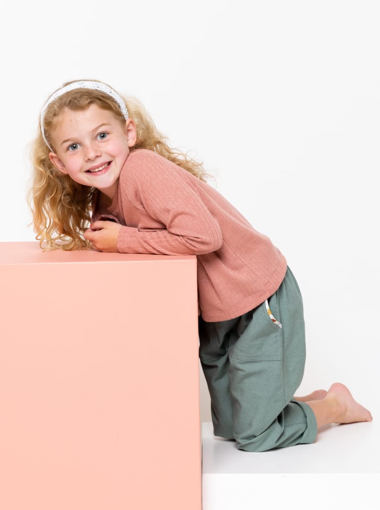 Saskia Kids Knit Cardi By Style Arc - Basic shaped button through cardigan with long sleeves, for kids 02-14