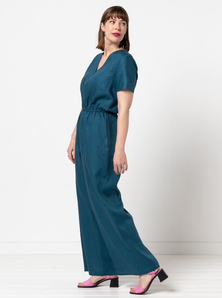 Shannon Jumpsuit By Style Arc - Jumpsuit with a choice of two different bodice styles, side pockets and elastic waist.