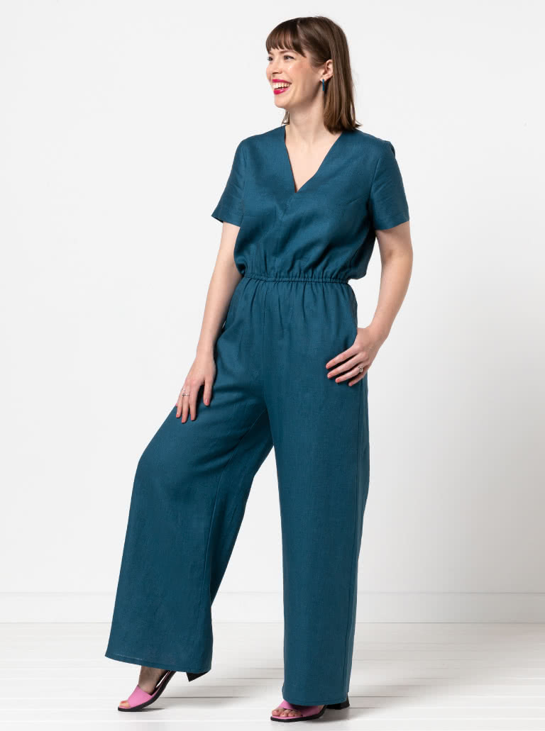 Shannon Jumpsuit By Style Arc - Jumpsuit with a choice of two different bodice styles, side pockets and elastic waist.