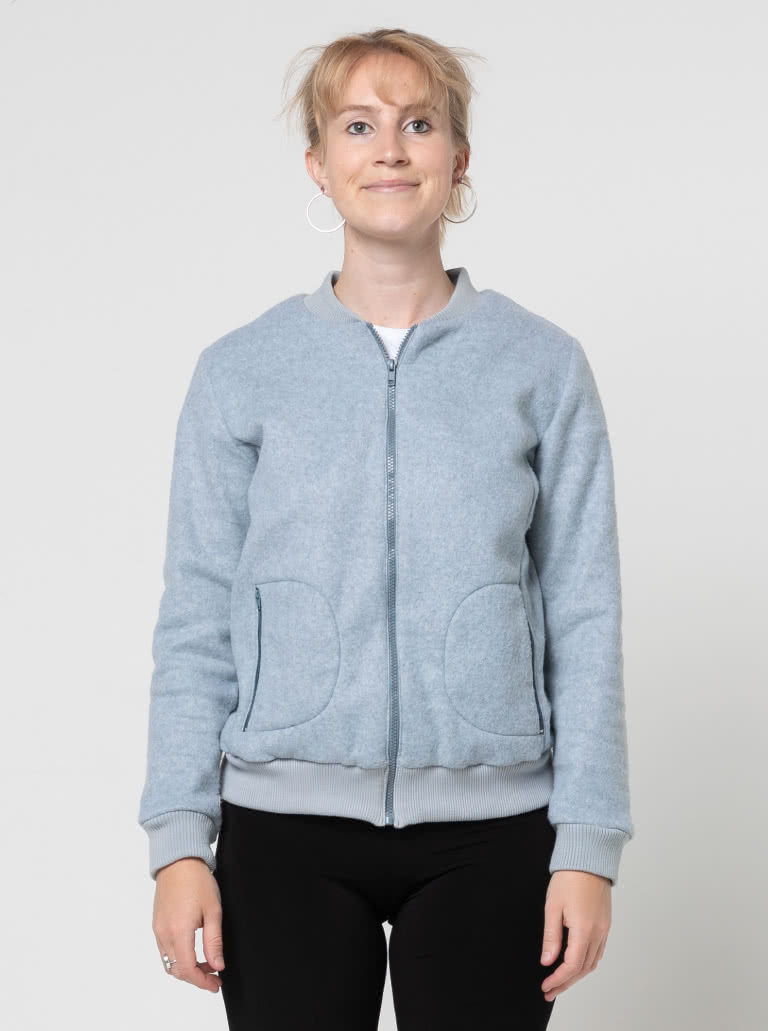 Sharon Sweat Top Sewing Pattern By Style Arc - Classic zip-front sweat top with rib detail