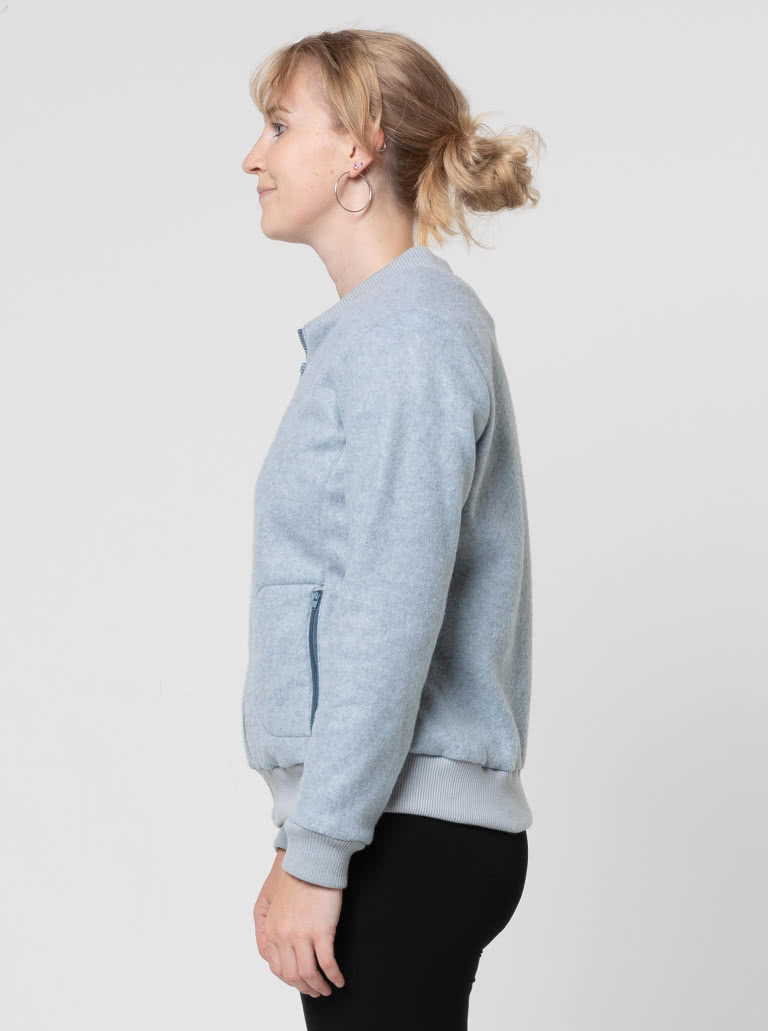 Sharon Sweat Top Sewing Pattern By Style Arc - Classic zip-front sweat top with rib detail