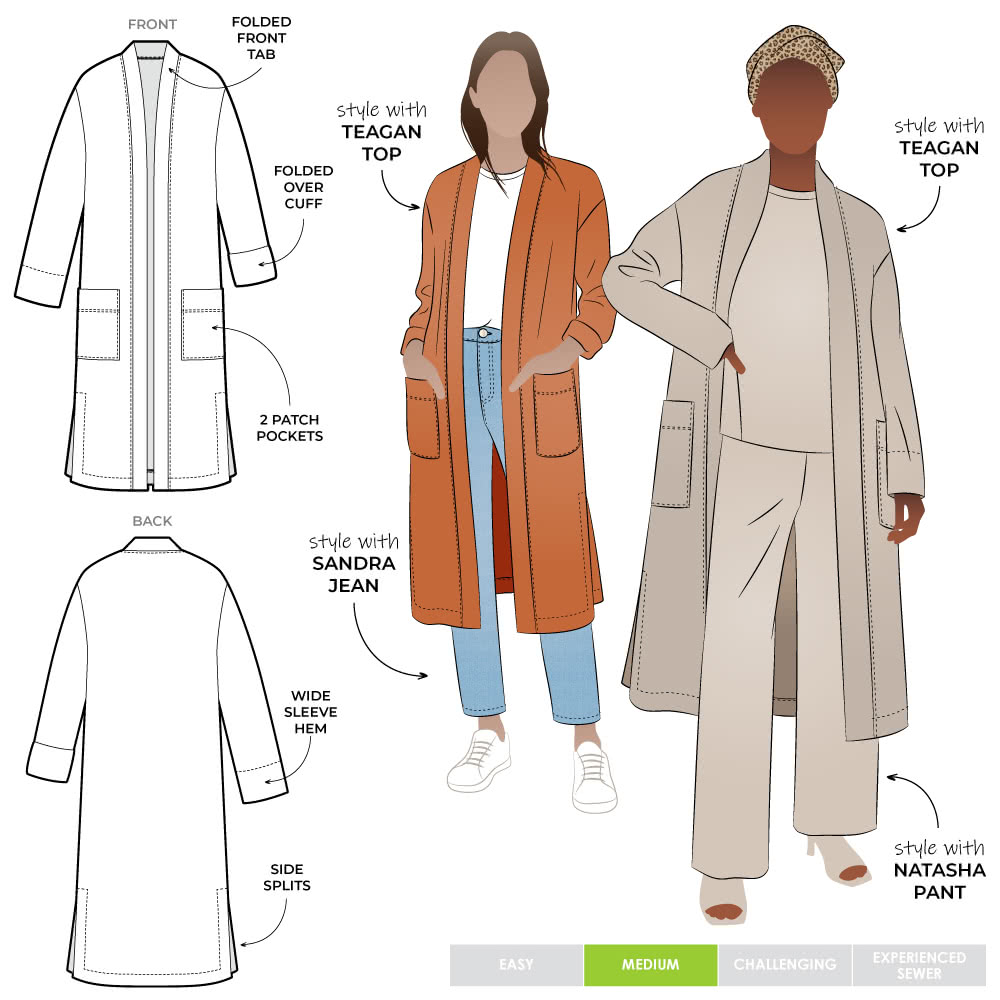 Sigrid Knit Coat Sewing Pattern – Casual Patterns – Style Arc