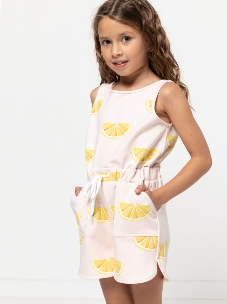 Skipper Kids Playsuit By Style Arc - Pull on playsuit with elastic waist and crossover back, for Kids 2-8