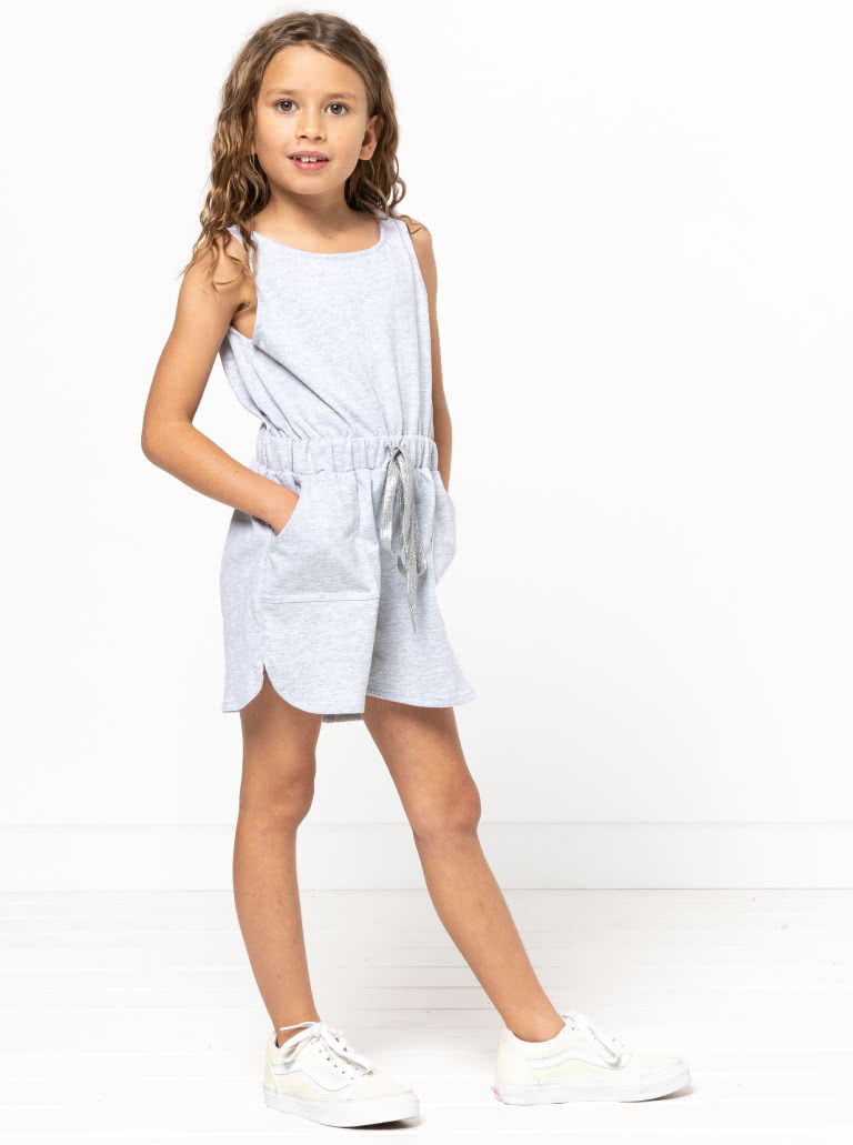 Skipper Kids Playsuit By Style Arc - Pull on playsuit with elastic waist and crossover back, for Kids 2-8