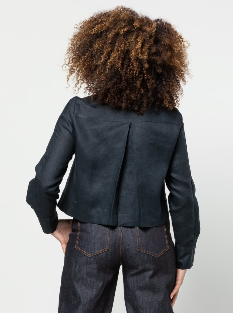 Smith Woven Jacket By Style Arc - Square shaped fly front short jacket with detailed sleeves.