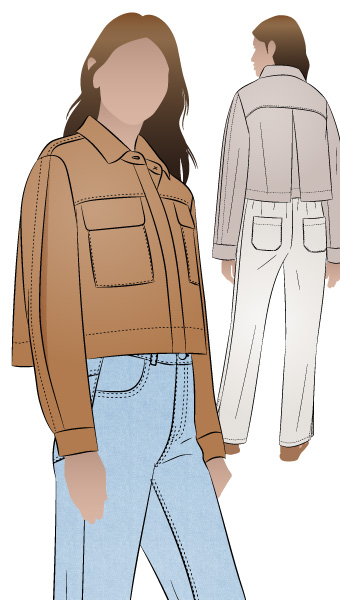 Smith Woven Jacket By Style Arc - Square shaped fly front short jacket with detailed sleeves. Sewing Tutorial Click here for a step by step tutorial for the Smith Woven Jacket 