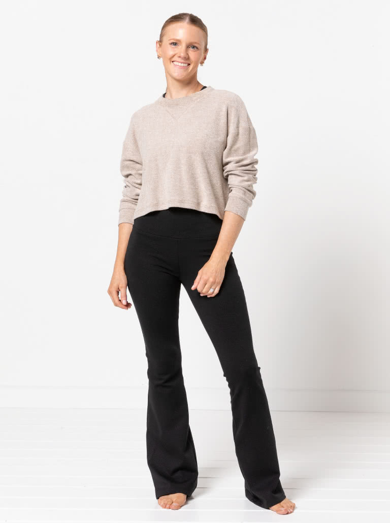 Sonny Knit Pant By Style Arc - Flared stretch legging with wide waistband