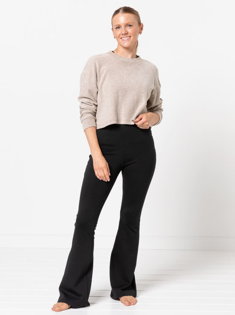 Sonny Knit Pant By Style Arc - Flared stretch legging with wide waistband