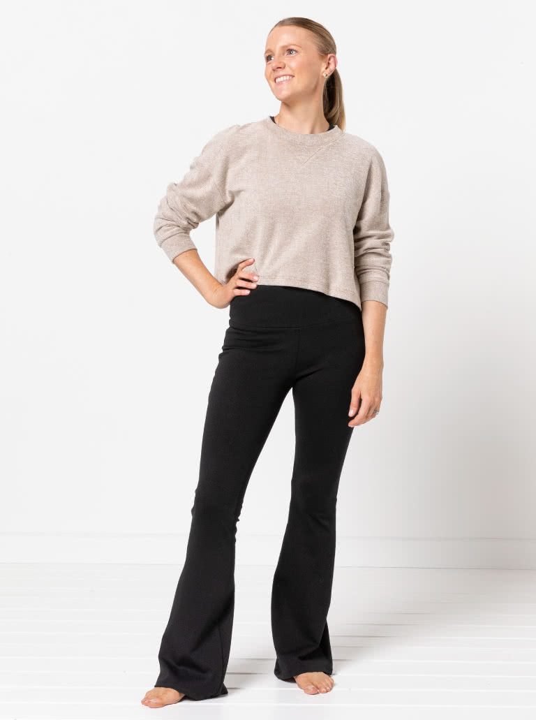 Sonny Knit Pant By Style Arc - Flared stretch legging with wide waistband