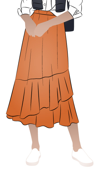Sorrento Skirt By Style Arc - Slip on elastic waist skirt with asymmetrical flounces