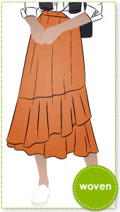 Sorrento Skirt By Style Arc - Women's Slip on elastic waist skirt with asymmetrical flounces