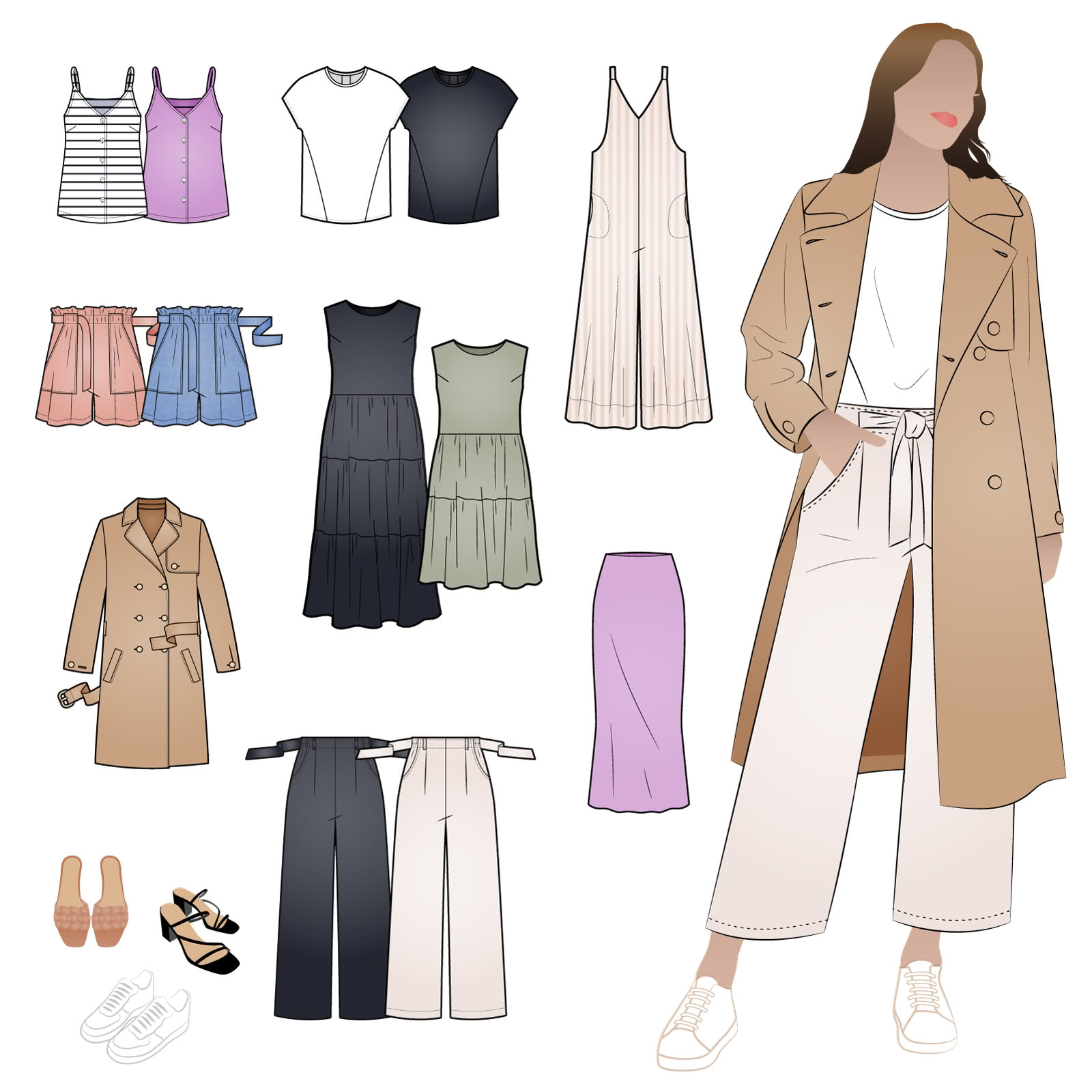 Spring Summer Capsule Wardrobe Bundle Sewing Pattern Bundle By Style Arc - The perfect Spring/Summer capsule wardrobe pattern collection.
