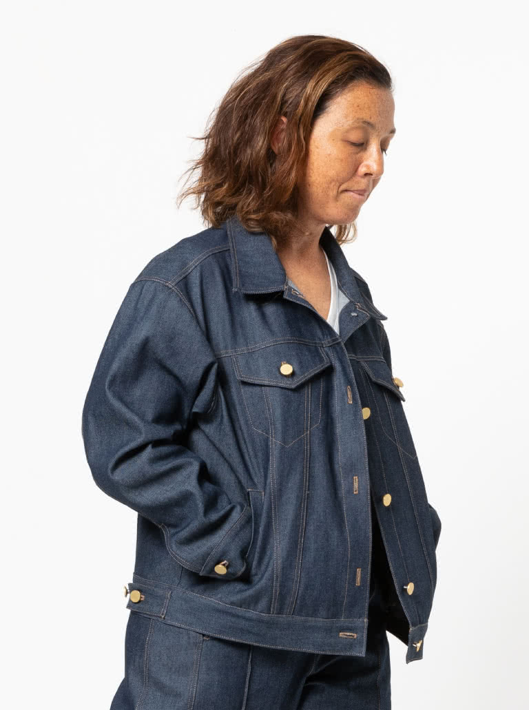 Stevie Jean Jacket Sewing Pattern By Style Arc - Oversized jean jacket with all the traditional jean features.