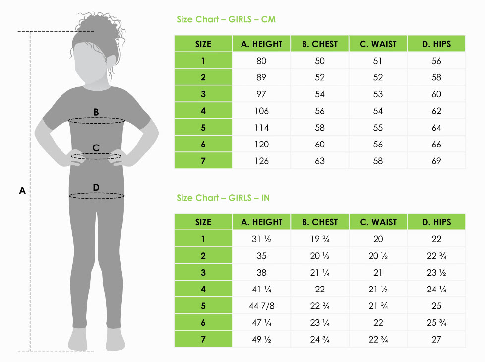 Kids Size Chart Style Arc