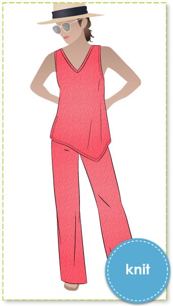 Sue Knit Top And Palazzo Pant Bundle By Style Arc - Quick and easy knit top and pant pattern bundle