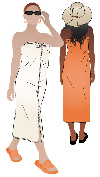 Summer Vacay Set By Style Arc - Pull on wrap that can be worn as a skirt or dress. Team with the adjustable bucket hat, great for those hot days by the pool.