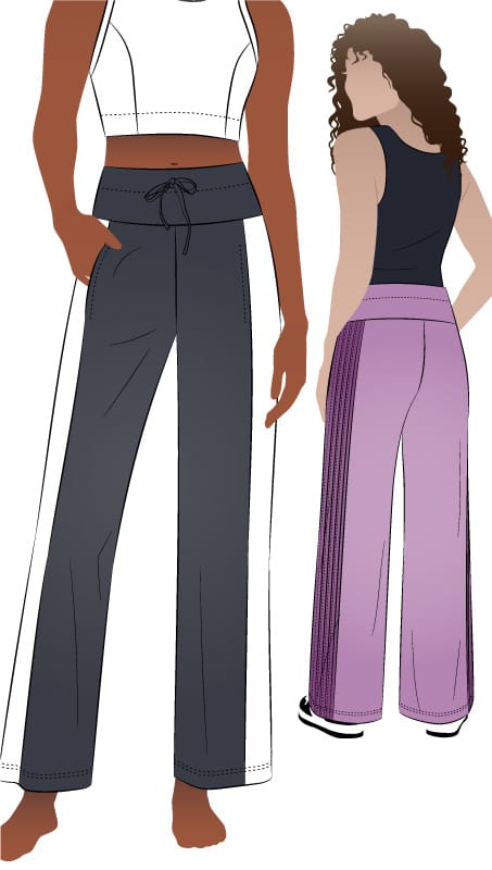 Sunday Walking Pant By Style Arc - Pull on straight leg panelled track pant with an elastic waist.