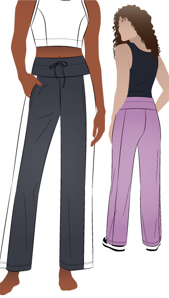 Sunday Walking Pant By Style Arc - Pull on straight leg panelled track pant with an elastic waist.