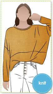Sunny Knit Top Sewing Pattern By Style Arc - Cocoon shaped long sleeved knit top