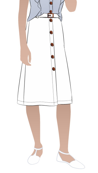 Sutton Woven Skirt By Style Arc - Button through skirt with belt.