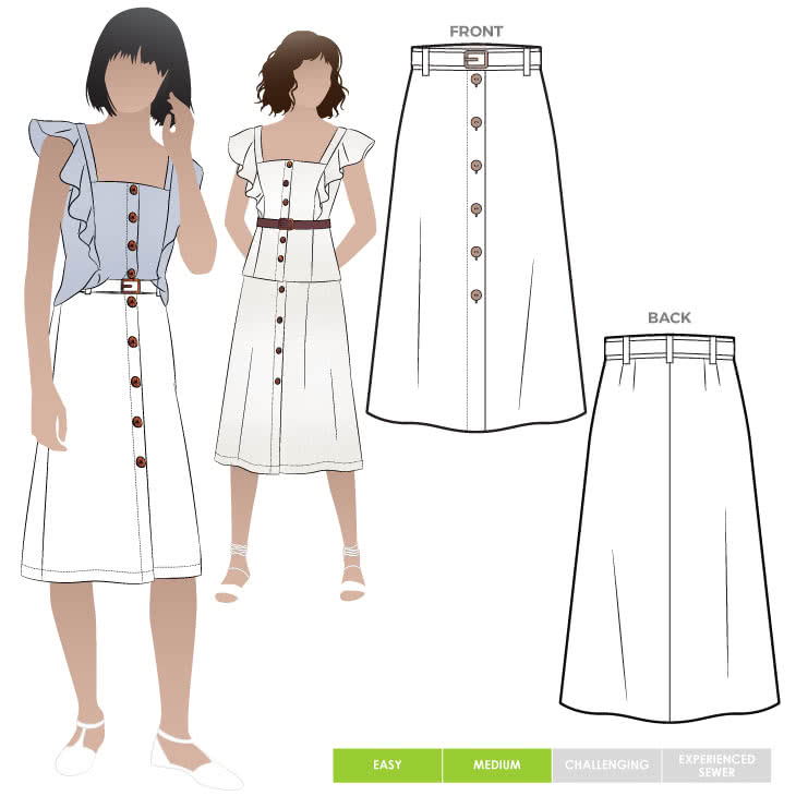 Sutton Woven Skirt Sewing Pattern – Casual Patterns – Style Arc