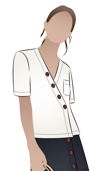 Sutton Woven Top By Style Arc - Boxy shaped top with asymmetrical button closure.