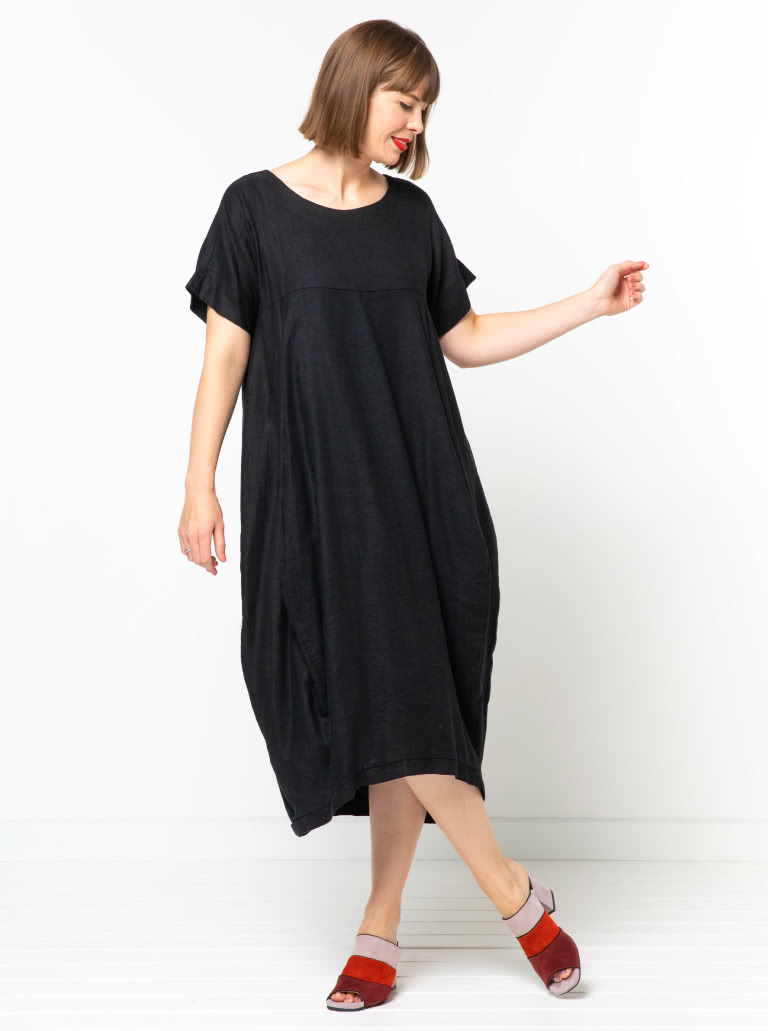 Sydney Designer Dress By Style Arc - Designer dress featuring a full cocoon shape, in seam pockets and a high low hemline.