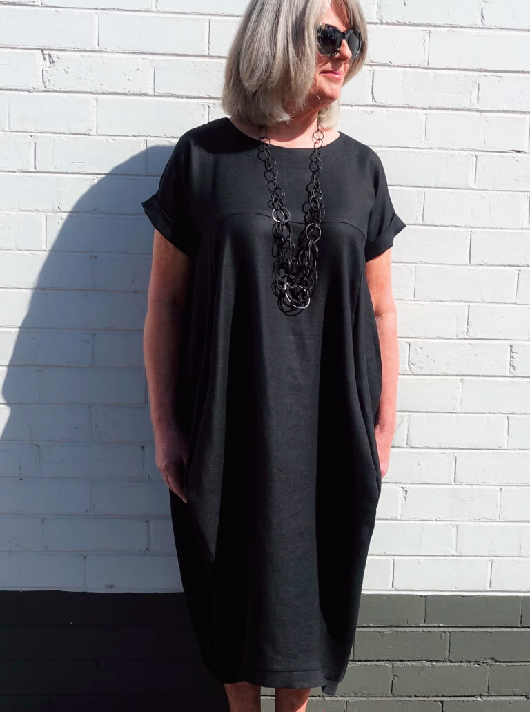 Sydney Designer Dress By Style Arc - Designer dress featuring a full cocoon shape, in seam pockets and a high low hemline.
