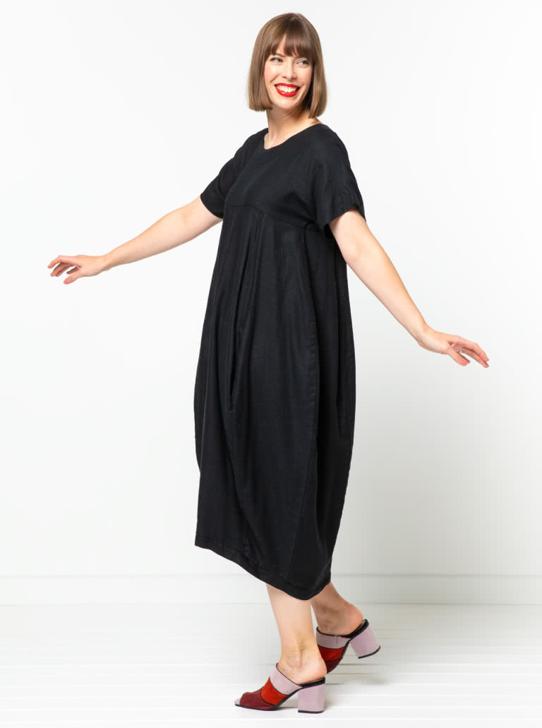 Sydney Designer Dress By Style Arc - Designer dress featuring a full cocoon shape, in seam pockets and a high low hemline.