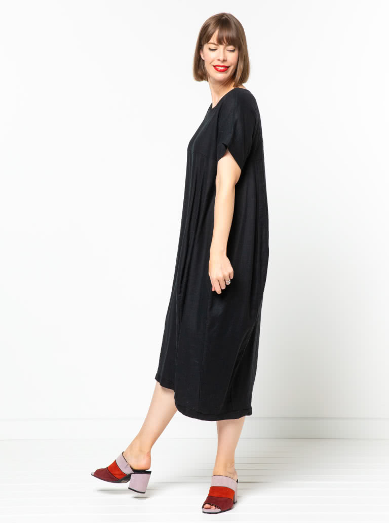 Sydney Designer Dress By Style Arc - Designer dress featuring a full cocoon shape, in seam pockets and a high low hemline.