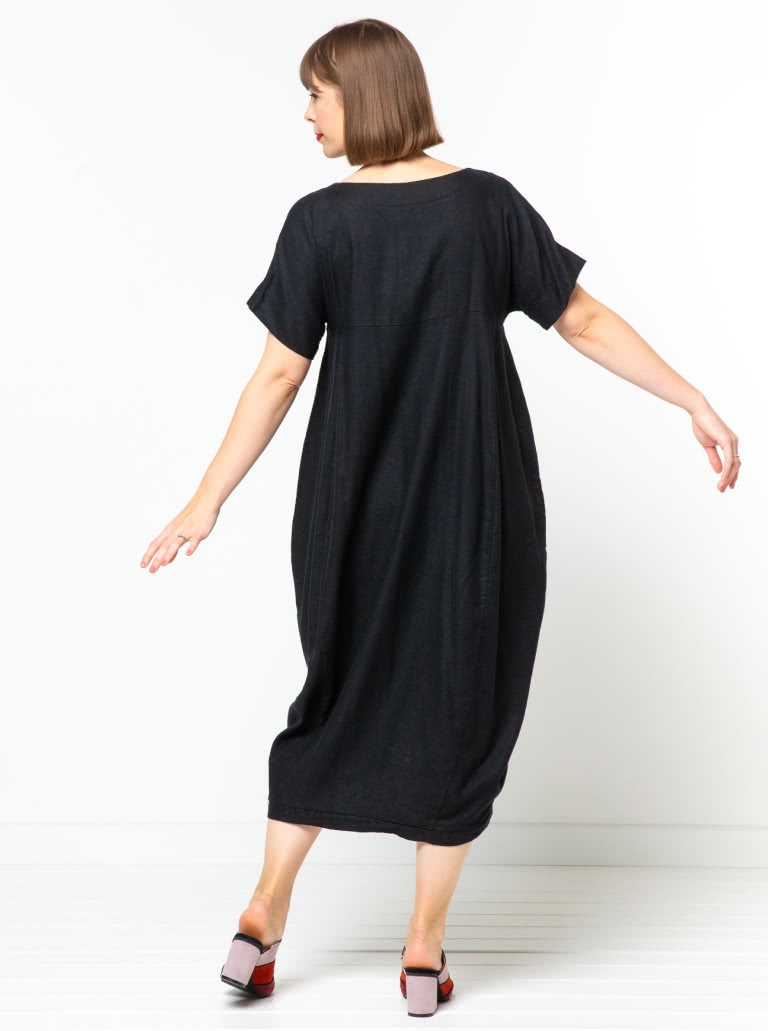 Sydney Designer Dress By Style Arc - Designer dress featuring a full cocoon shape, in seam pockets and a high low hemline.