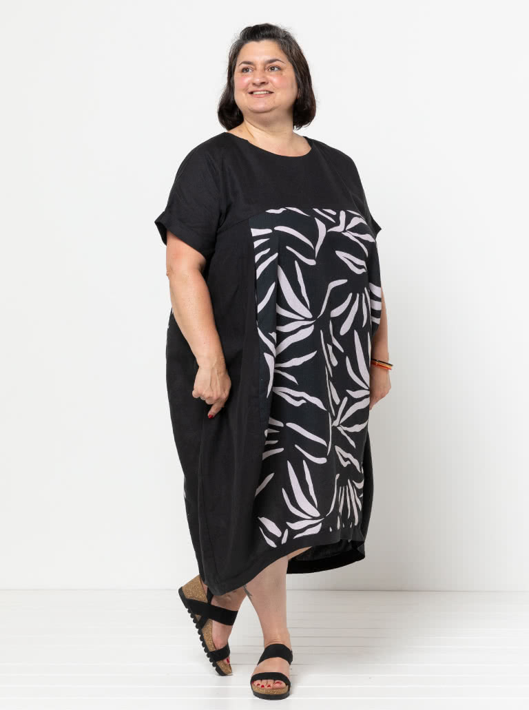 Sydney Designer Dress By Style Arc - Designer dress featuring a full cocoon shape, in seam pockets and a high low hemline.