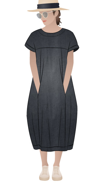 Sydney Designer Dress By Style Arc - Designer dress featuring a full cocoon shape, in seam pockets and a high low hemline.