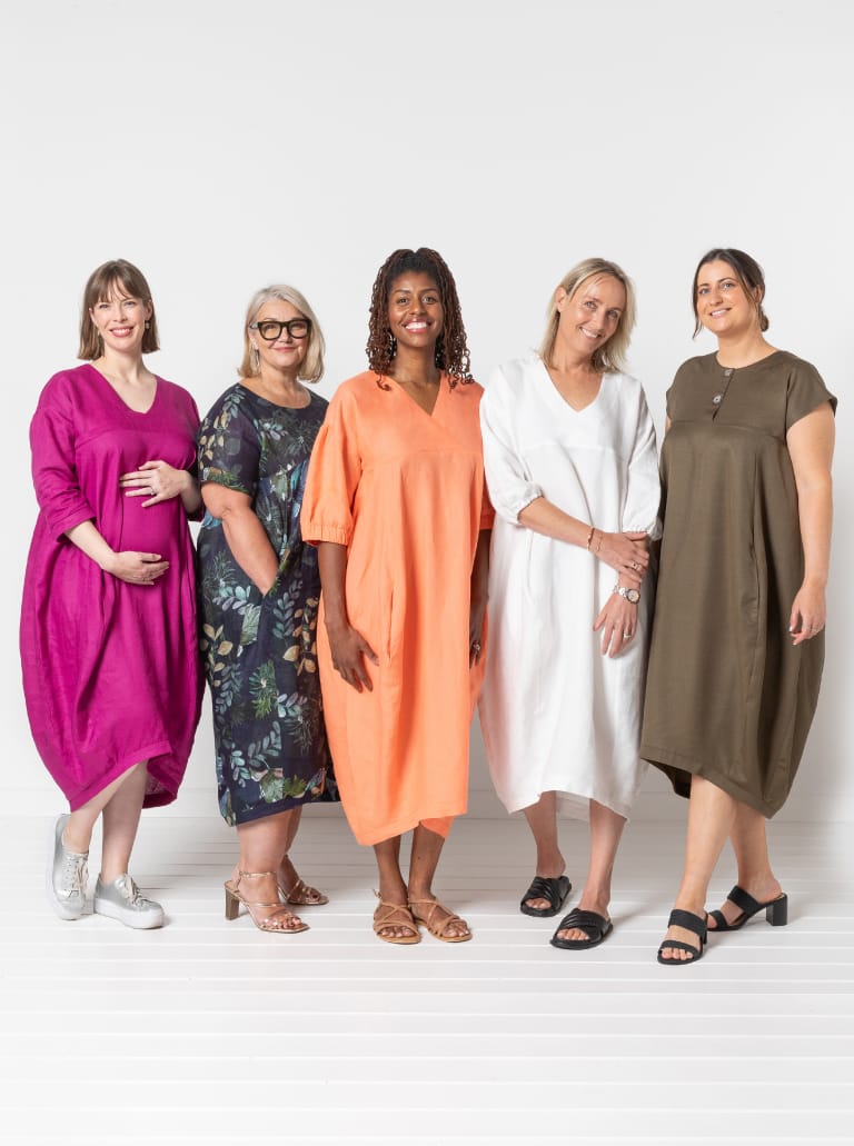 Sydney Dress Extension Pack By Style Arc - Cocoon shaped dress with several sleeve and bodice options.