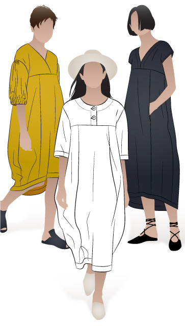 Sydney Dress Extension Pack By Style Arc - Cocoon shaped dress with several sleeve and bodice options.