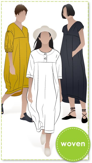 Sydney Dress Extension Pack By Style Arc - Cocoon shaped dress with several sleeve and bodice options.