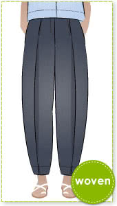 Teddy Designer Pant Sewing Pattern By Style Arc - Designer pant featuring a front knife pleat which narrows at the ankle.