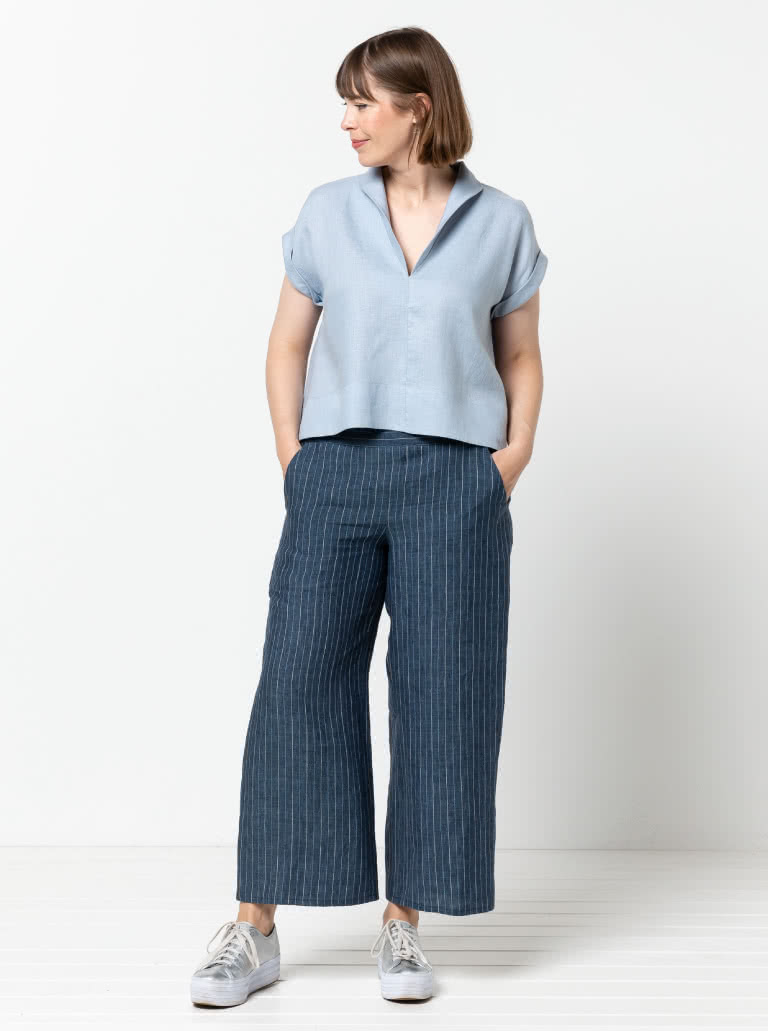 Teddy Designer Top Sewing Pattern By Style Arc - Swing back top with flattering collar and hem facings.