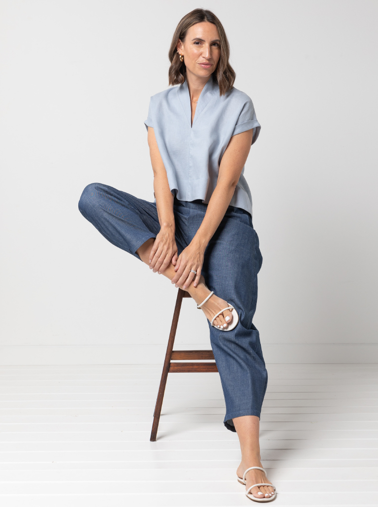 Teddy Designer Top Sewing Pattern By Style Arc - Swing back top with flattering collar and hem facings.
