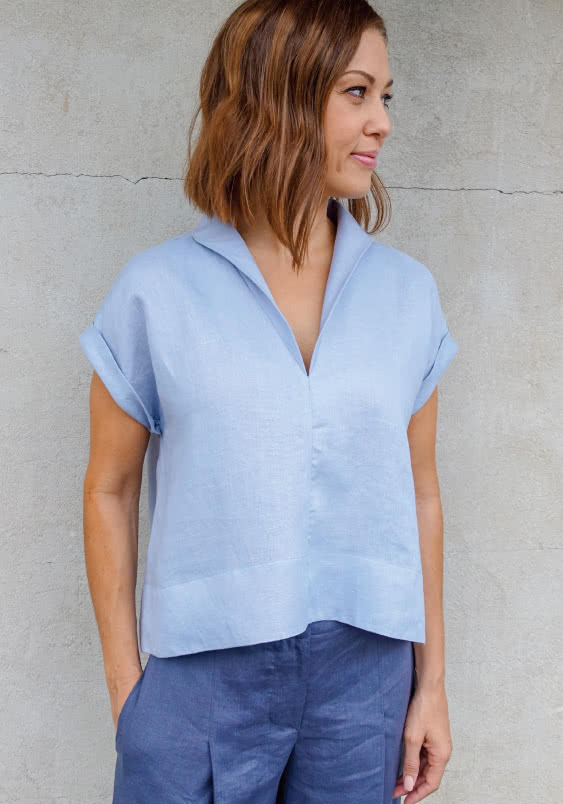 Teddy Designer Top Sewing Pattern By Style Arc - Swing back top with flattering collar and hem facings.